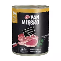 PAN MIĘSKO Kiauliena ir ėriena šlapias šunų maistas 800 g – Pilnavertis paštetas visų veislių šunims