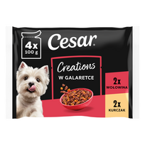 Cesar Creations 4×100 g Vištiena su žirneliais ir jautiena su morkomis želatinoje