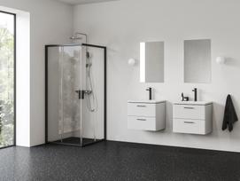 Kvadratinė dušo kabina Ravak Blix II NBLRV2, 90x90, juoda+stiklas Transparent