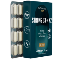 Vitaminas D3+K2 BIOFARMACIJA STRONG 4000 IU + 70 µg, 30 kaps. (-55% perkant 2 vnt.)