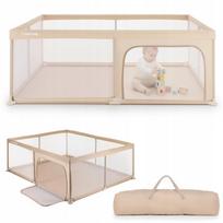 Vaikiškas aptvaras, SUN BABY didelis vaikiškas maniežas žaidimų aikštelė su grindimis sausas baseinas 150x200 smėlio spalvos
