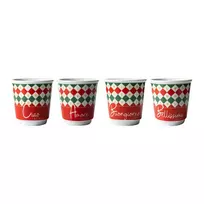 Bialetti 4 vnt. Tricolore espreso stiklinės, 80 ml, stiklas, Italijos vėliavos spalvos, tinka plauti indaplovėje