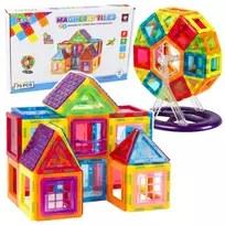LEAN TOYS magnetiniai statybos blokeliai, 70 dalių – lavinantis STEM konstruktorius su stipriais neodimio magnetais