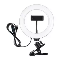 PULUZ PKT3120B 20 cm profesionalus žiedo apšvietimas – 80 LED, 10W, 3000K-6500K, 10 reguliavimo lygių, su monitoriaus laikikliu ir telefono laikikliu – juodas | ITwork.lt