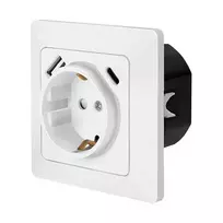 LOGILINK PA0253 Sieninis lizdas su 1 Schuko kištukiniu lizdu, 1 USB-A ir 1 USB-C įkrovimo prievadu, 3,1 A, baltas