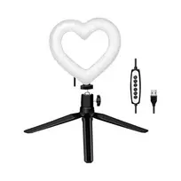 LOGILINK AA0155 LED žiedo apšvietimas su širdelės forma ir trikojis, 20,5 cm, 10 ryškumo lygių, 3000K-6000K, USB-A
