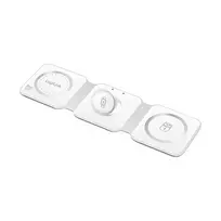 LOGILINK PA0344 Magnetinis belaidis 3-in-1 įkroviklis Apple įrenginiams, baltas, sulankstomas, MagSafe, 15W
