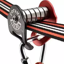 Fofana Ninja Slider Slackline Pulley – lauko zip line vežimėlis vaikams, 110 kg talpa, juoda/geltona