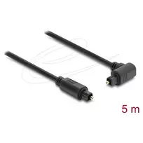 Delock TOSLINK optinis garso kabelis 5m, 90° kampu lenktas į tiesų, 4mm, juodas