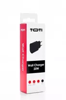 SEEK TOTI 20W USB-C PD greitas sieninis įkroviklis, juodas