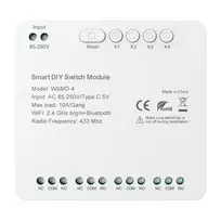 AVATTO WSMD-4 250V išmanusis jungiklio modulis 1 grupės, be nulinio laido, WiFi 2.4GHz, Tuya Smart, Alexa ir Google Home suderinamas, 10A/2200W