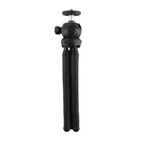 PULUZ PU435 Mini aštuonkojis tripodas – lankstus, lenkiamas, su 360° galvute ir telefono laikikliu, max apkrova 1,2 kg, juodas