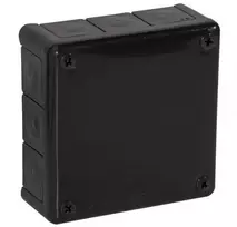 VIPLAST VP-51 paviršinio montavimo tuščia jungčių dėžutė, 12 kabelių įvadų, IP55, juoda, 118x118x46 mm, 051-05