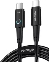 VOLTAGE PowerAngle USB-C į USB-C 100W PD laidas, 1 m, juodas