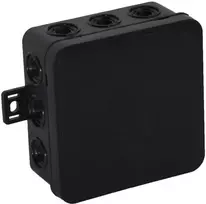 VIPLAST V6 Klik paviršinė jungiamoji dėžutė, 12 kabelių įvadų, IP54, juoda, 85x85x41 mm, tuščia