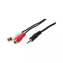 LogiLink garso adapterio laidas, 3,5 mm 3 kontaktų kištukas į 2x RCA lizdus, juodas, 0,2 m