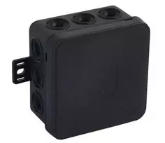 VIPLAST V5 Klik paviršinė tuščia jungiamoji dėžutė, 12 kabelių įvadų, IP54, juoda, 75x75x41 mm, 035-05