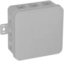 VIPLAST V7 Klik tuščia paviršinio montavimo jungčių dėžutė, 12 kabelių įvadų, pilka, IP54, 100x100x41 mm