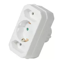 LogiLink LPS221 sieninis adapteris: Schuko į 2x Euro + 1x apsauginį lizdą, baltas, 16 A, 250 V, 3680 W, vaikų apsauga