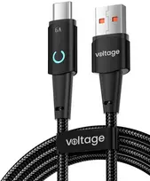 VOLTAGE VEKA66AC100BK PowerAngle 66W PD USB-A į USB-C laidas 1m juodas