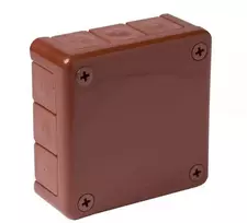 VIPLAST VP-41 paviršinio montavimo tuščia jungčių dėžutė, 12 kabelių įvadų, ruda, IP55, 98x98x42 mm
