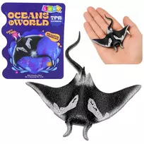 LEAN TOYS Stingray guminė figūrėlė, tampri, realistinė vandenyno žuvis 13cm