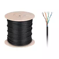 CABLETECH varinis kompiuterio kabelis - UTP Cat5e vytos poros + gelis, 305 m, juodas, lauko
