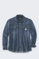 Carhartt WIP Montana Denim Relaxed LS Shirt Wyatt – vyriški ilgarankoviai džinsiniai marškiniai