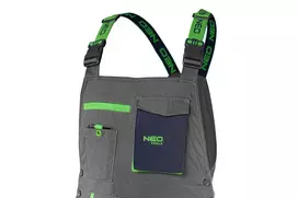 NEO Tools 81-247-L Vyriškos darbo kelnės su kelių apsaugomis, pilka/žalia, L dydis