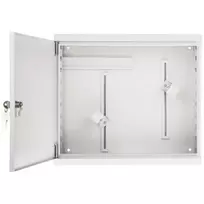 AWO-DVR-2 Plieninė sieninė spinta DVR/NVR įrangai, 430 x 380 x 115 mm, pilka (RAL 7035), su raktu, IP20