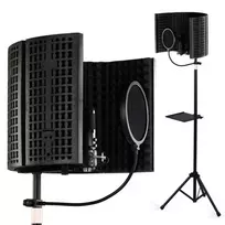 SUPRIMO AC5 SET 5-panelių akustinė izoliacinė užtvara mikrofonui, sulankstoma, juoda