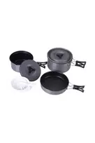 FIREMAPLE FMC-201 Camping Cookware Set – 8 dalių kieto anoduoto aliuminio puodų ir keptuvės rinkinys su lizdine konstrukcija 1–2 asmenims