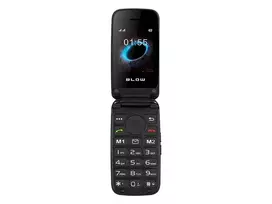 BLOW S24 juodas senjorų telefonas su SOS mygtuku, dideliais klavišais, dviem SIM kortelėmis, kamera, FM radiju, žibintuvėliu ir įkrovimo stotele