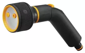FISKARS Multi-Spray Gun 3-Pattern Watering Nozzle su SoftGrip™, juoda/oranžinė