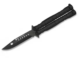 Balisong Drugelio Peilis K25 02131 Juodas 440 Nerūdijančio Plieno Clip Point Ašmenys Aliuminio Rankenos