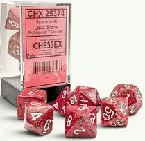 Chessex Polyhedral Speckled Lava Stone/baltas 7-Die Set