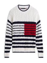 TOMMY HILFIGER Megztinis 'Breton' tamsiai mėlyna / raudona / vilnos balta