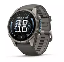 Išmanusis laikrodis Garmin fēnix® 9 – 43mm, Titanas su akmenėlių pilkos spalvos silikoniniu dirželiu | 010-04761-11