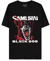 Difuzed Cyberpunk 2077 - Juodas Dog Samurai Album Art marškinėliai | S Dydis