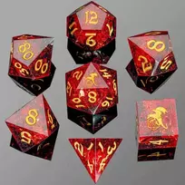 Captured Magic Sharp Edge RPG Resin Dice Set - Raudona