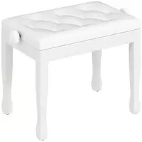 Reguliuojamo aukščio pianino kėdutė, pianino suoliukas su dirbtinės odos pagalvėle pianinui ar klaviatūrai 64 x 35 x 45-55 cm, balta