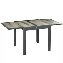 Lauko valgomojo stalas su ištraukiamu stalviršiu - pilka 160 x 80 x 75 cm