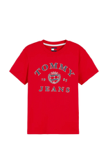 Tommy Jeans - Tjw Reg Varsity Crest Ss Tee - Marškinėliai trumpomis rankovėmis - Raudona