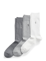 Polo Ralph Lauren - Ribbed Cotton-Blend Trouser Sock 3-Pack - Įprastos kojinės - Marga / raštuota