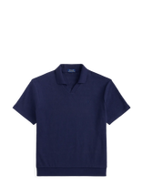 Polo Ralph Lauren - Pointelle-Ribbed Polo Shirt - Megzti polo marškinėliai trumpomis rankovėmis - Tamsiai mėlyna