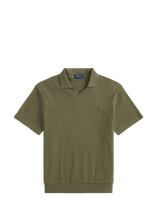 Polo Ralph Lauren - Pointelle-Ribbed Polo Shirt - Megzti polo marškinėliai trumpomis rankovėmis - Chaki spalva