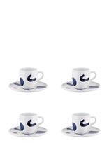 Alessi - Set Of Mocha Cup With Saucer In White Porcelain Pattern Design By Samiro Yunoki - Kavos puodelis - Mėlyna