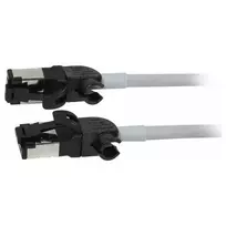 Synergy21 Patch Cable RJ45, CAT6A 500MHz, 0.5m, Grey, S/FTP, Slimline Round d=4.5mm, TPE/LSZH (Superflex), AWG28, su CAT7 Raw Connectors, Rotatable Connector
