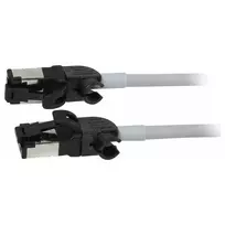 Synergy21 Patch Cable RJ45, CAT6A 500MHz, 1.5m, Grey, S/FTP, Slimline Round d=4.5mm, TPE/LSZH (Superflex), AWG28, with CAT7 Raw Connector, Rotatable Connector