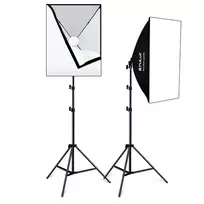 PULUZ PKT3133EU Apšvietimo rinkinys su Softbox – 2x 50x70cm Difuzorių rinkinys su E27 lizdu ir šviestuvų stovais